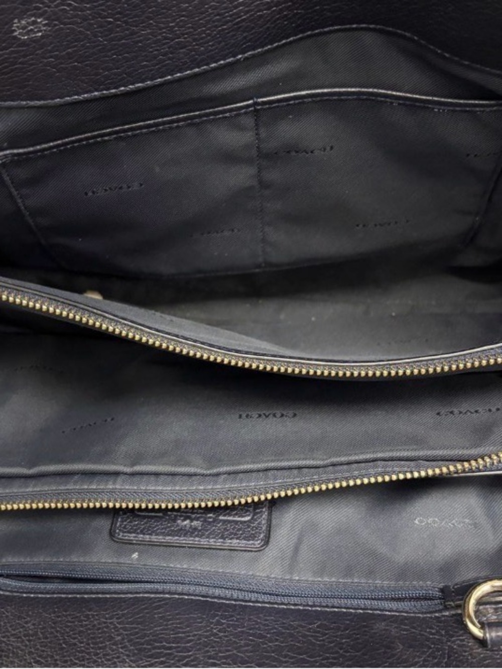 Coach NAVY Leather Satchel with Gold Hardware - Picture 7 of 9